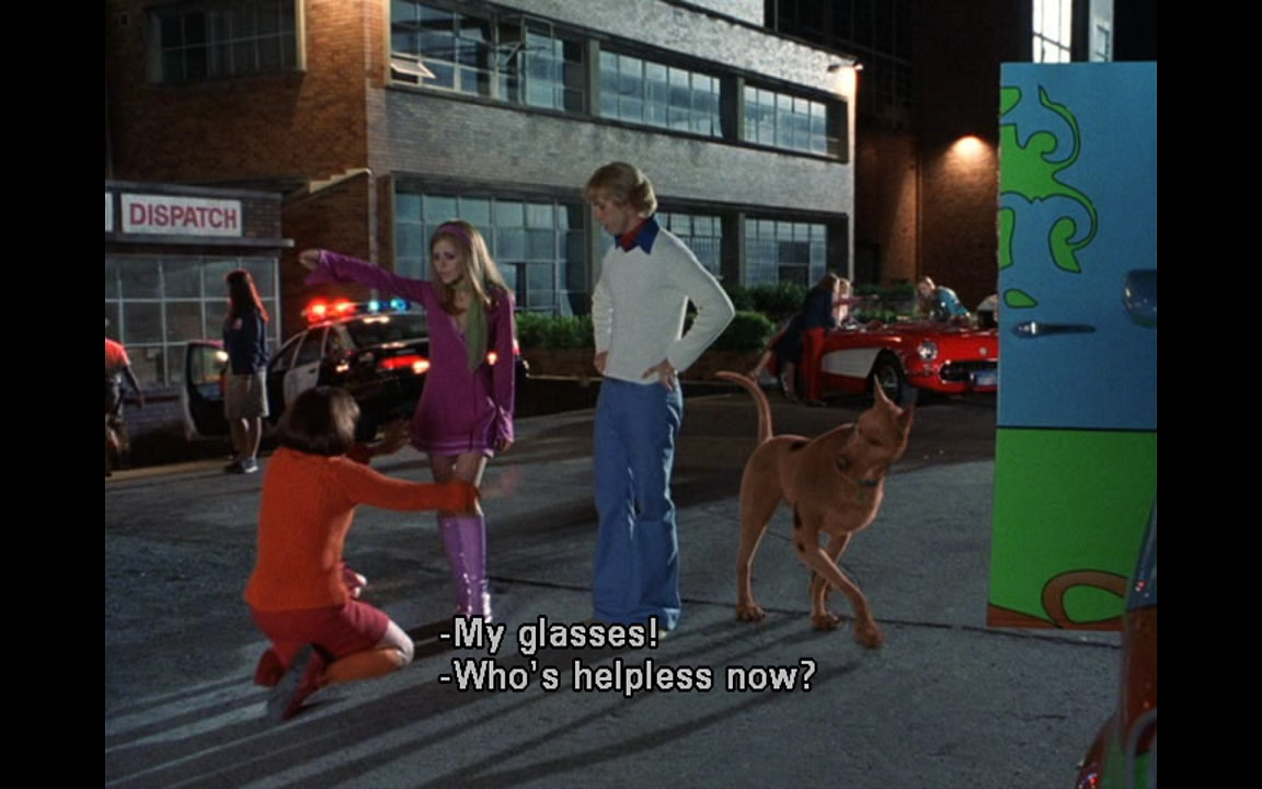 Velma: My glasses! Daphne: Who's helpless now?