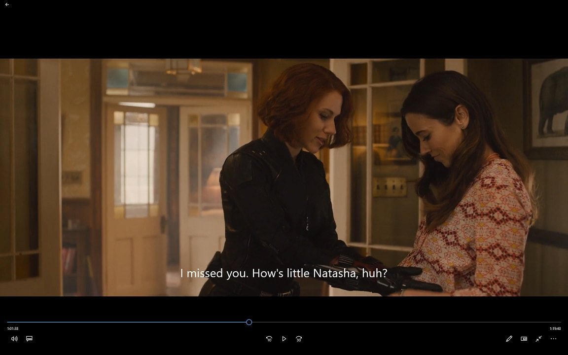Natasha: I missed you. How's little Natasha, huh?